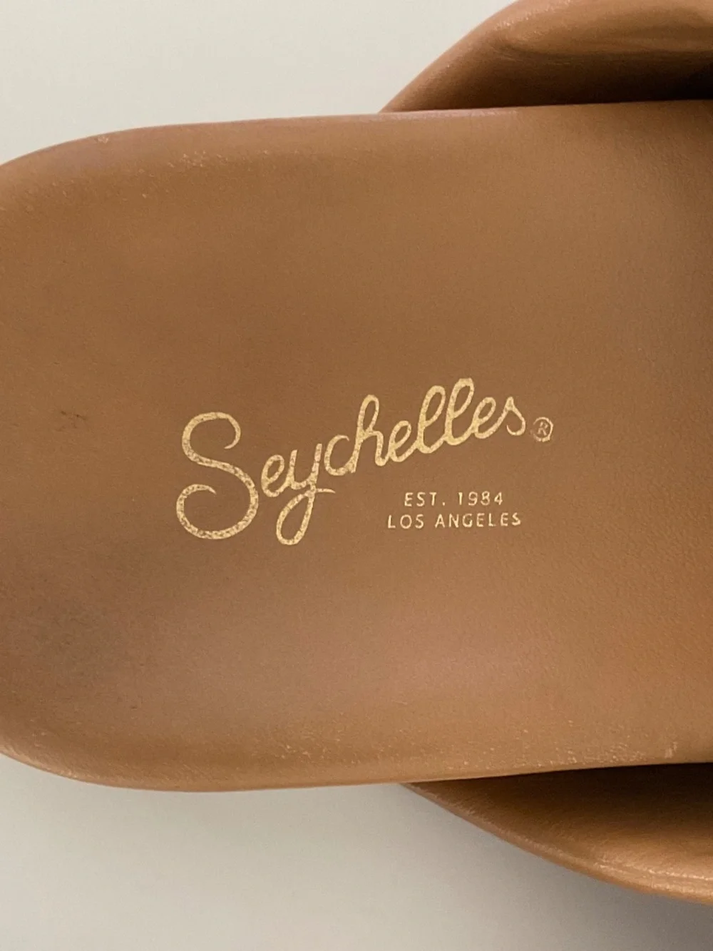 Seychelles  Heartfelt Leather Slide Sandal in Caramel Size 8